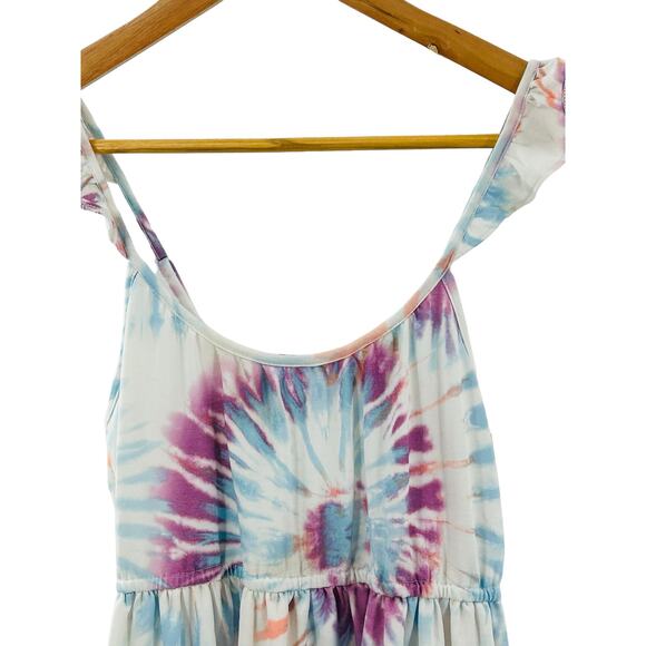 32° Cool Degrees Maxi Dress Ruffle Strap Purple Blue Tie Dye Youth large 12/14 - Picture 6 of 10